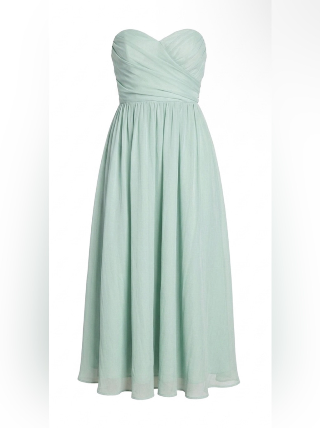 Lulus Fairytale Design Sage Green Organza Strapless A-Line Midi Dress Xs Nwt